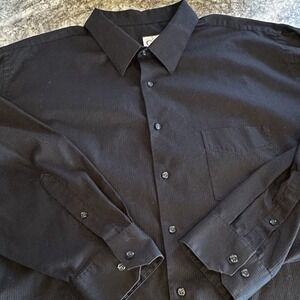 Geoffrey Beene Black Dress Shirt Size 19 34/35 Big Fit 3XL Textured Wrinkle Free